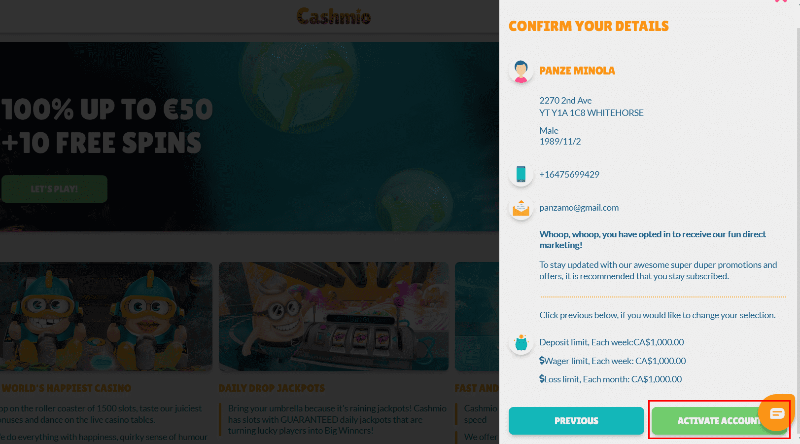 Cashmio casino