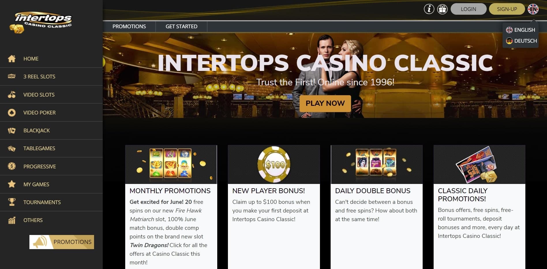 intertops classic casino free code