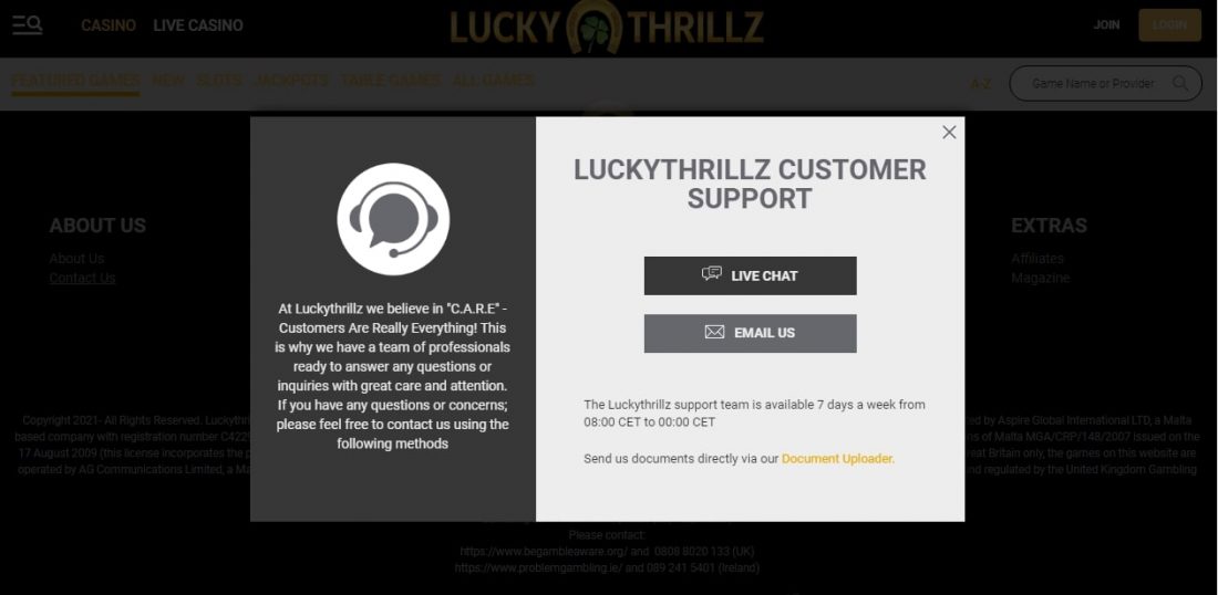 lucky-thrillz-customer-support