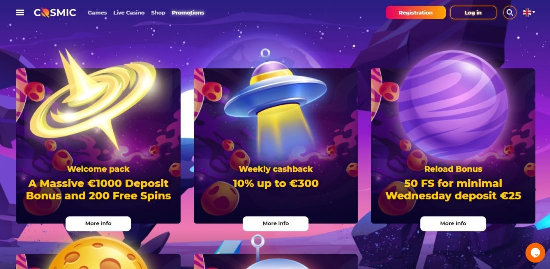 CosmicSlot Casino Welcome Bonus