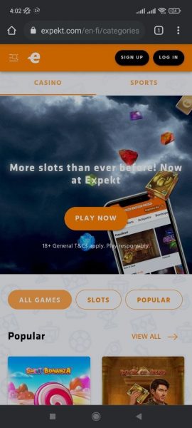 Expekt Casino Mobile App