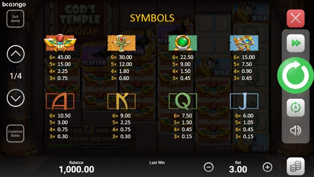 Gods Temple Deluxe Slot Game