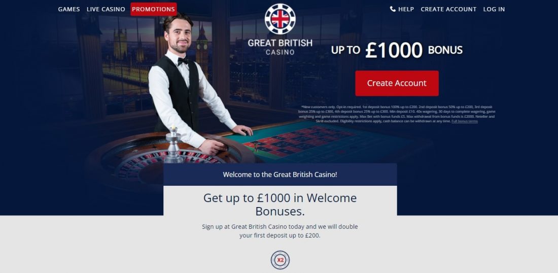 Bonus de bienvenue du Great British Casino