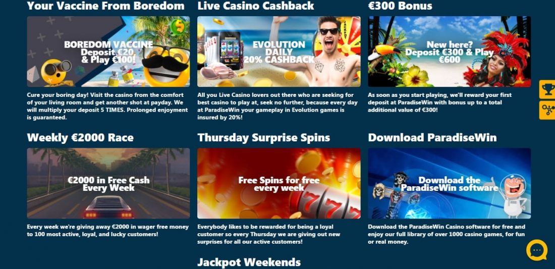 ParadiseWin Casino Welcome Bonus