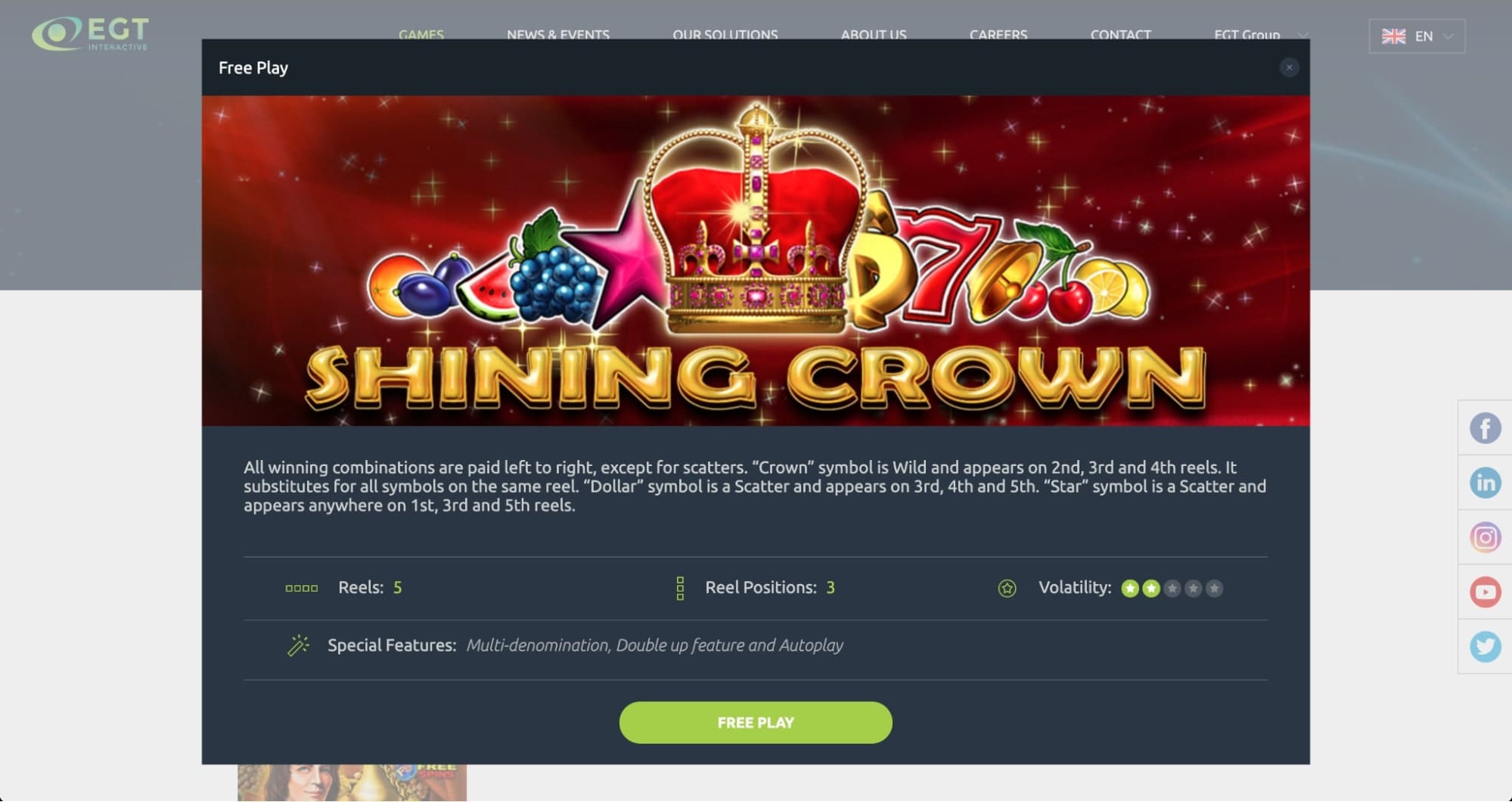 EGT Software Shining Crown Slot