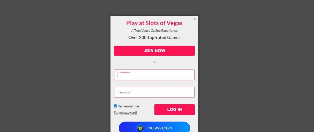 Procesul de conectare la Slots of Vegas