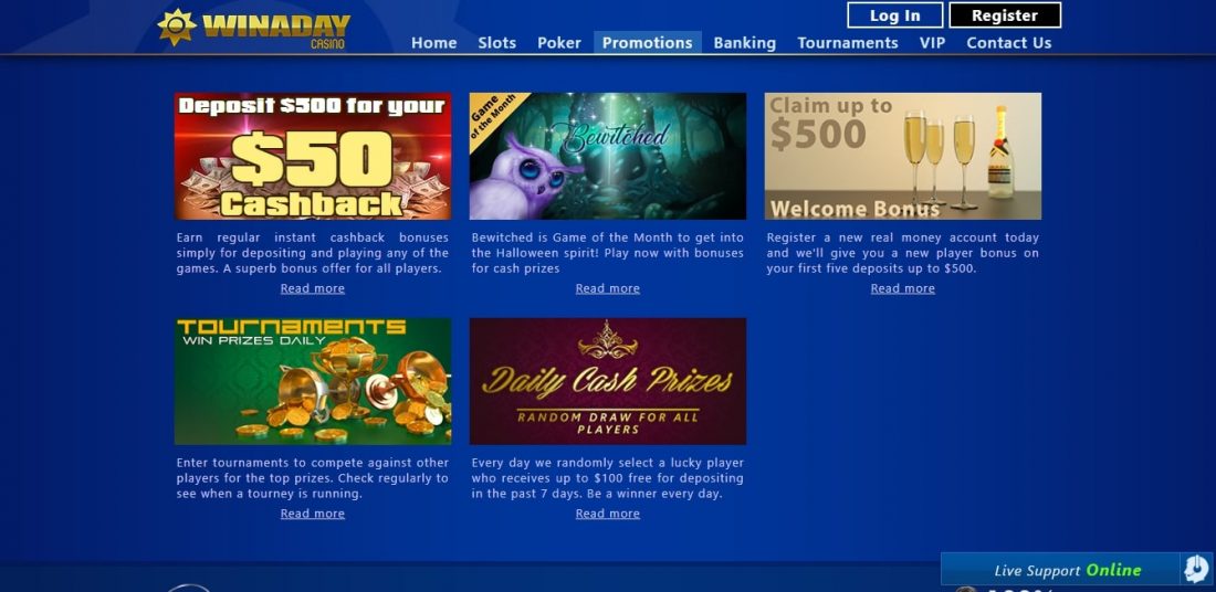 Win A Day Casino Welcome Bonus