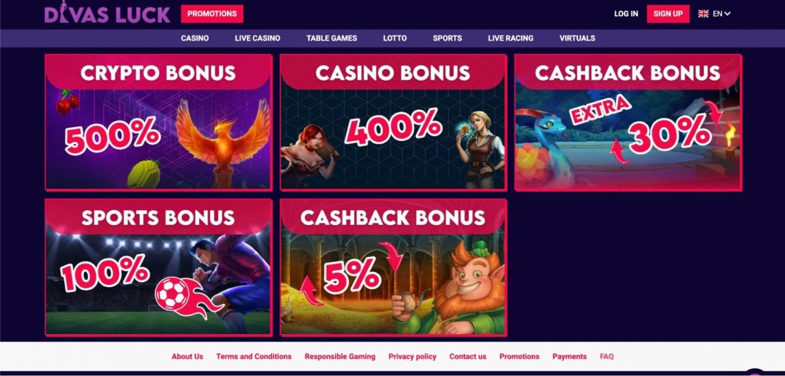 Divas Luck Casino Welcome Bonus
