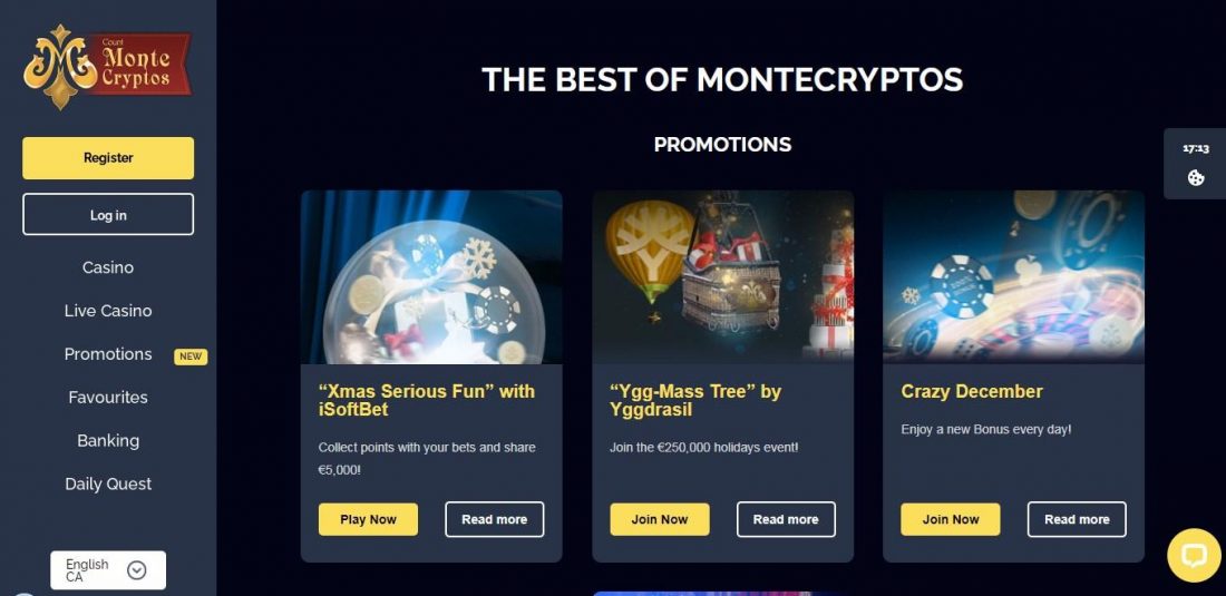 Promoții MonteCryptos Casino