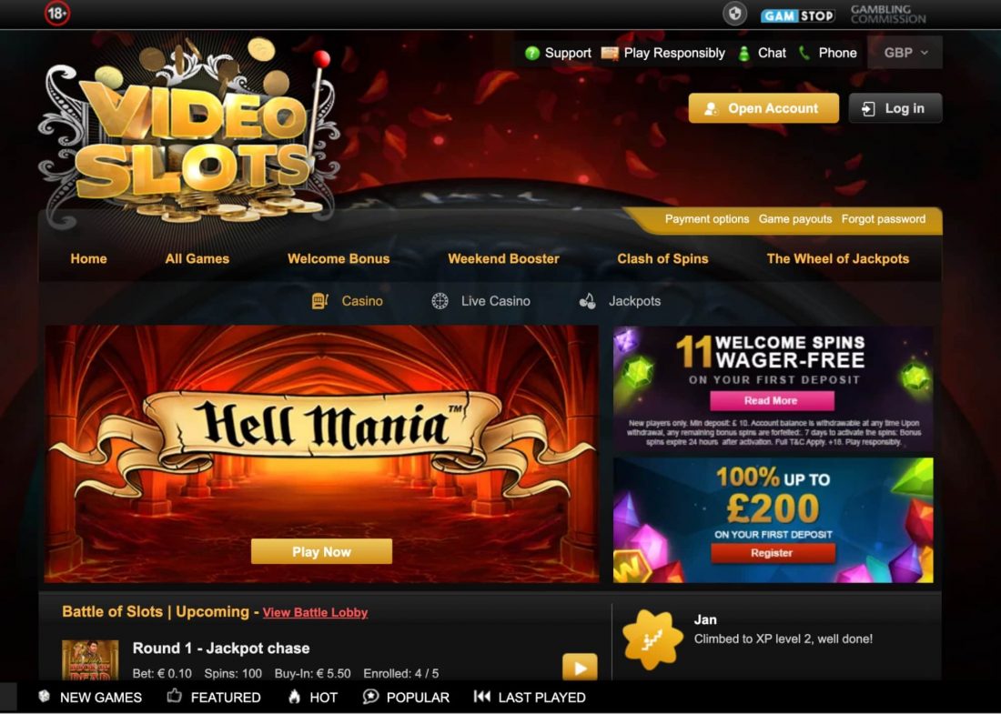 Videoslots Casino Website
